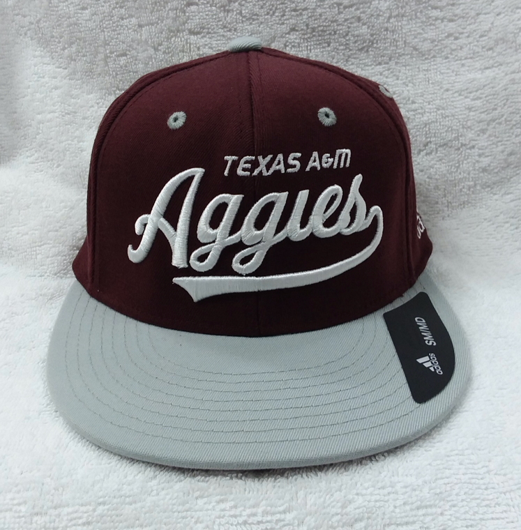 Texas A&M Aggies Adidas Cursive Hat With Grey Bill