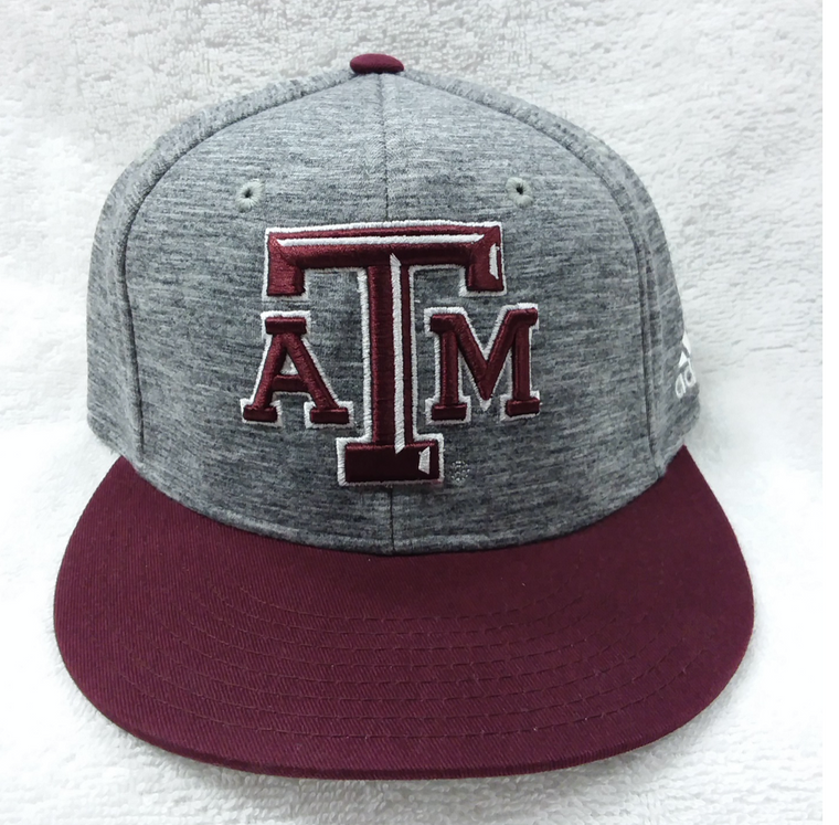 Grey Gradient Texas A&M Adidas Flat Bill With Maroon Bill