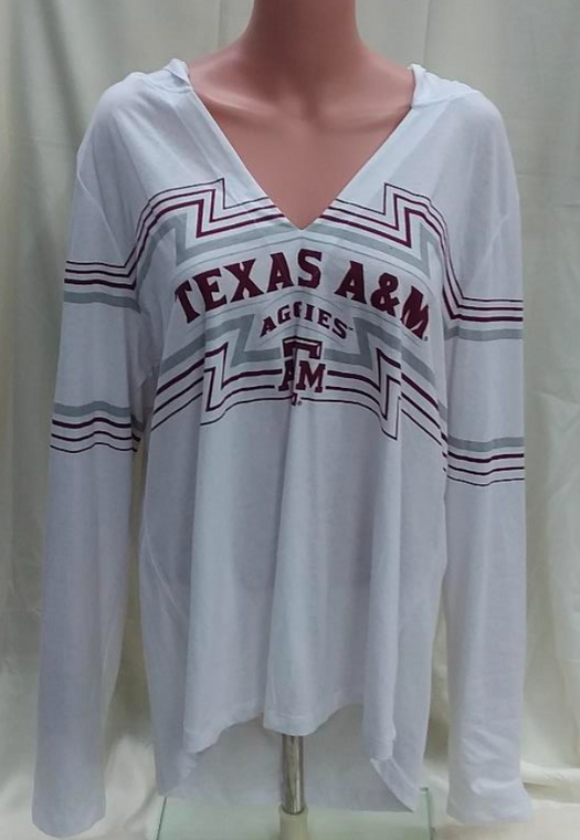 Long sleeve Texas A&M hooded shirt made of 60% Cotton and 40% polyester. (FRONT)