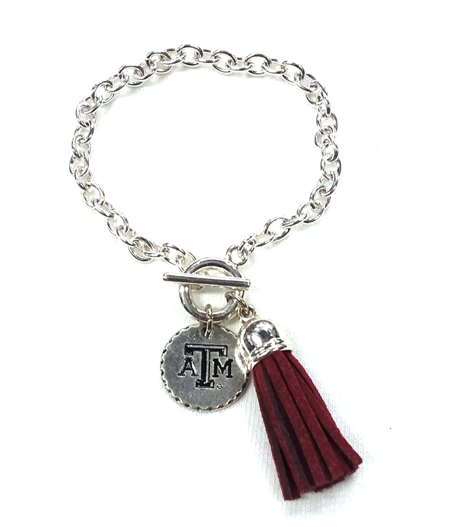 Maroon Tassel Toggle Bracelet