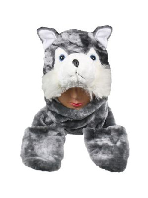 Wolf Hat with Mitts and Scarf