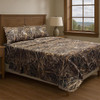 Realtree Max-7 7 Piece Camo Comforter Set, Full Sheets, Fitted Sheet, Flat Sheet, 2 Pillowcases, On Made Bed, Side View, Full Size
