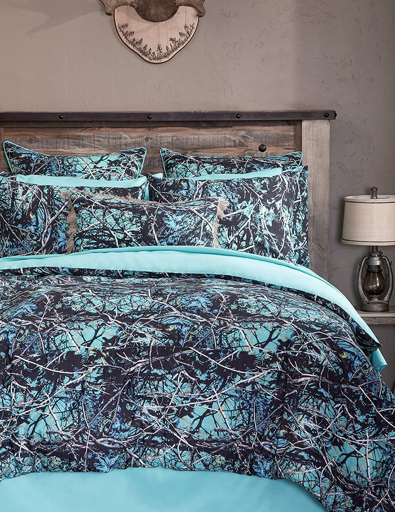 Carstens Muddy Girl Serenity Blue Camo 4 Piece Comforter Set Queen Size