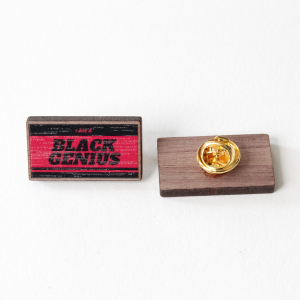 I Am Black Genius Wood Lapel Pin