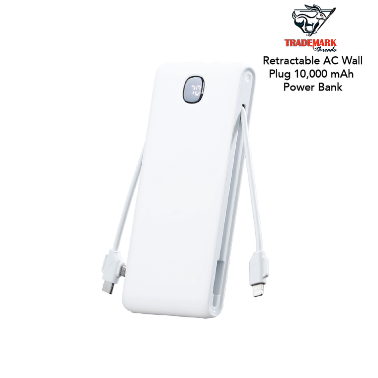 Retractable AC Wall Plug 10,000 mAh Power Bank Retractable AC Wall Plug 10,000 mAh Power Bank