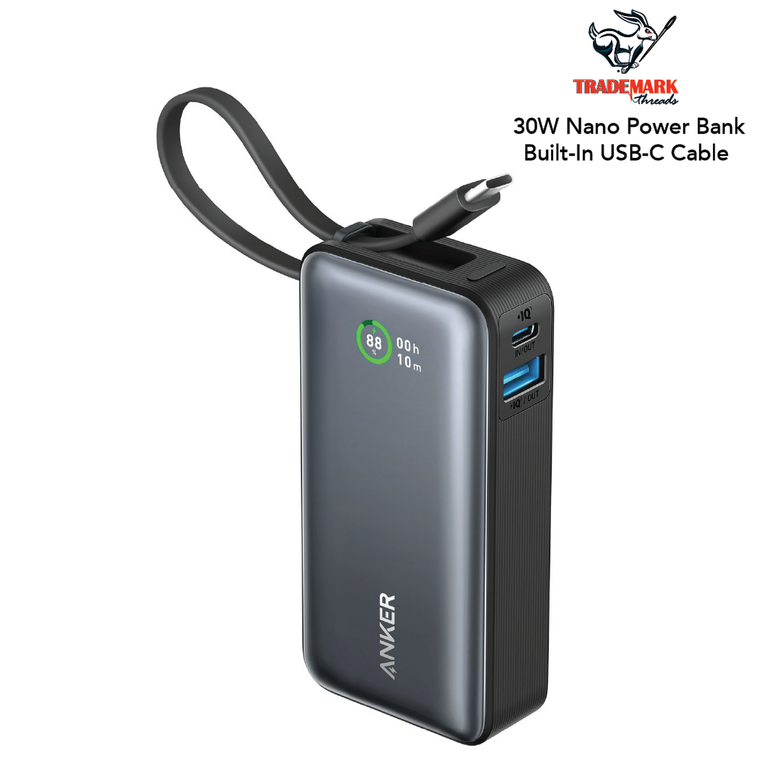 Anker® Nano Power Bank(30W,Built-In USB-C Cable)