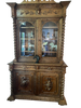Antique Black Forest Carved Oak China Display Cabinet, Swiss/German, Circa 1880-1900