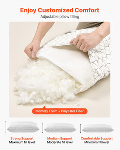 Bed Pillow for Sleeping, King Size Luxury Quality Hotel Pillow with Memory Foam Fill, Supportive &  E415-CZTJYMJZKING2GSDM001V0