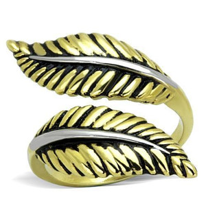 TK1707 - Two-Tone IP Gold (Ion Plating) Stainless Steel Ring with Epoxy  in Jet A874-TK1707