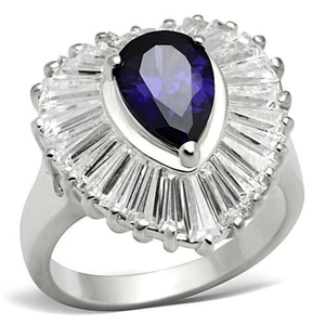 SS004 - Silver 925 Sterling Silver Ring with AAA Grade CZ  in Tanzanite A874-SS004
