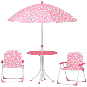 Kids Picnic Table, Kids Table and Chair Set with 2 Folding Chairs and Umbrella for Backyard, Garden P295-3E3-013V00PK