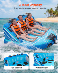 Towable Tubes for Boating, 3-Rider Inflatable Towable Tube for Boat to Pull, 510 lbs Capacity Water E415-CQTL3SFDX3RLLM38P001V0
