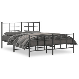  Metal Bed Frame without Mattress with Footboard Black 59.1"x78.7 A949-355581