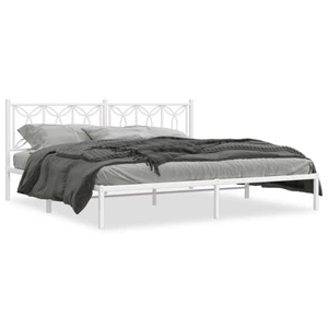  Metal Bed Frame without Mattress with Headboard White 76"x79.9 A949-376183