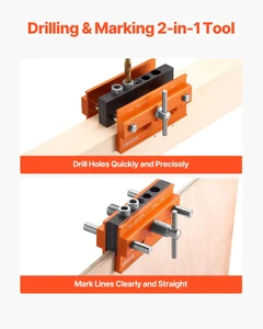 Doweling Jig Kit, Self Centering Dowel Drill Jig for Straight Holes, Aluminum Alloy Woodworking Too E415-ZJJZDXXDZKJJNAITD001V0