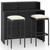  3 Piece Patio Bar Set with Cushions Black A949-3064873