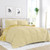King Size 3 Piece Yellow Reversible Daisy Medallion Stripped Comforter Set Q280-KIYE4599