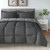 Twin/Twin XL Traditional Microfiber Reversible 3 Piece Comforter Set in Grey Q280-GRTW3746