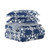 King size 3-Piece Navy Blue White Reversible Floral Striped Comforter Set Q280-KINV4899