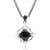 TK560 - High polished (no plating) Stainless Steel Chain Pendant with Synthetic Onyx in Jet A874-TK560