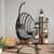 Hanging Egg Chair with Stand Anthracite Rattan and Steel A949-4007409