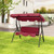 3 Seat Outdoor Patio Canopy Swing with Cushioned Steel Frame - Color: Red D681-NP13764WN