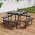 Outdoor Square Picnic Table Bench Set for 4-8 People with Umbrella Hole-Black - Color: Black - Size D681-NP12106BK