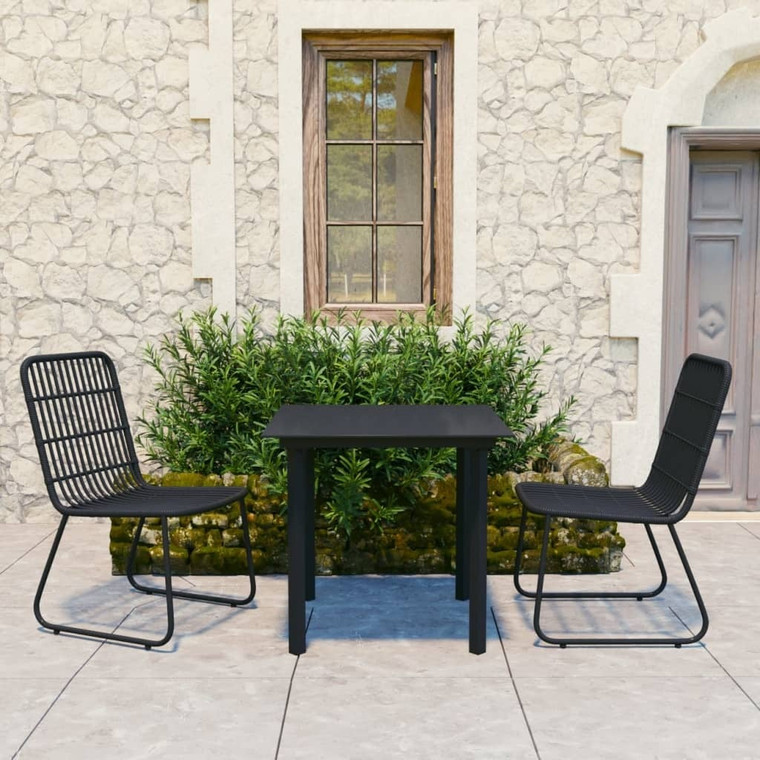  3 Piece Patio Dining Set Poly Rattan and Glass A949-3060249