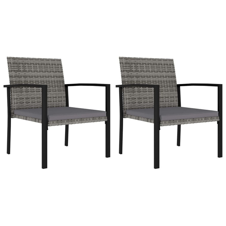  Patio Dining Chairs 2 pcs Poly Rattan Gray A949-315112
