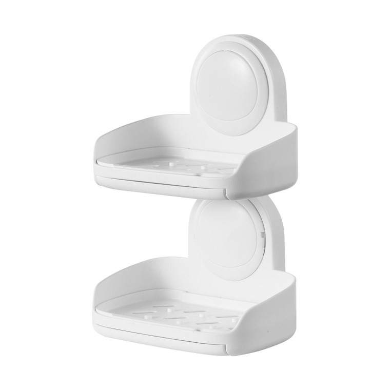 Soap Holder for Shower, Double Layer with Suction Cup, Wall Mounted NO-Drilling, Strong Suction Bar E415-SLKBGSFZHSL1K07Q6V0