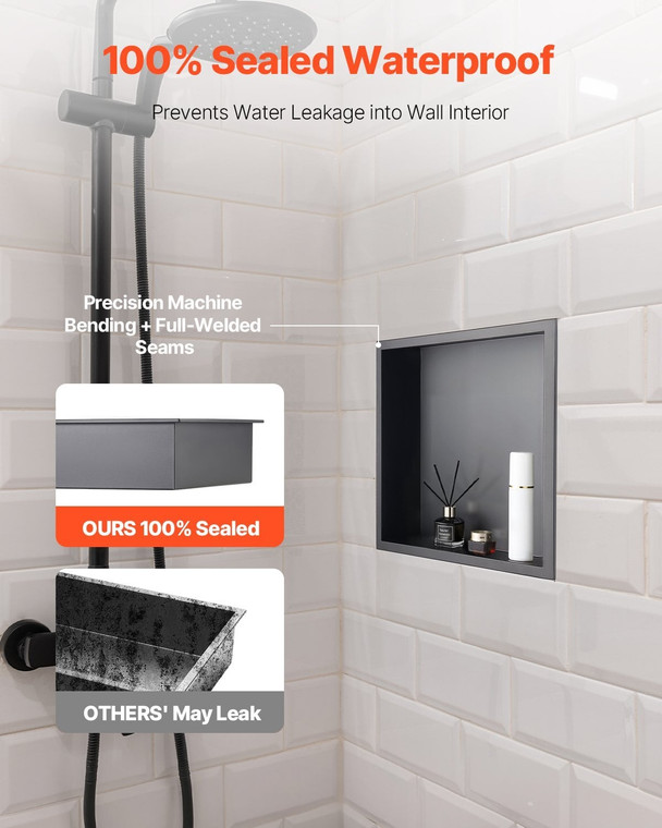 Shower Niche, 13 x 13 x 4 inch Recessed Wall Niche, Heavy-duty Stainless Steel Modern Soap & Shampo E415-BXGLYBKHS1C1MYHU6001V0