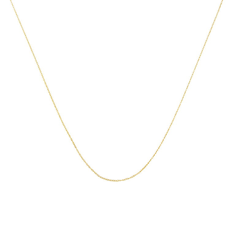 Solid 10K Yellow Gold 0.5mm Slim and Dainty Unisex 18" Rope Chain Necklace N162-017054C5RC