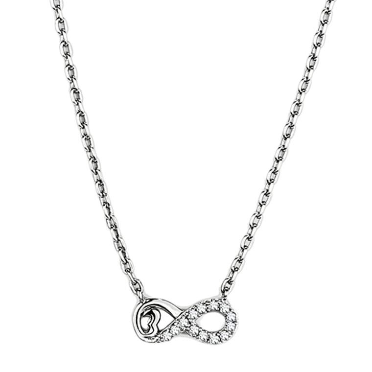 3W418 - Rhodium Brass Necklace with AAA Grade CZ  in Clear A874-3W418