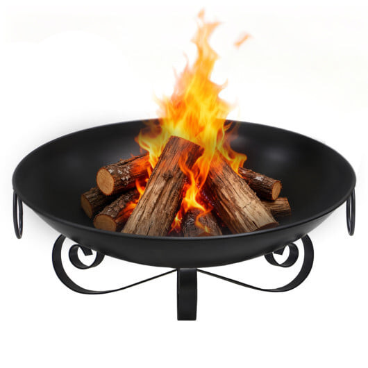 24 Inch Heavy-Duty Metal Fire Pit Bowl Outdoor Wood-Burning Firepit with Handles B593-GT4577