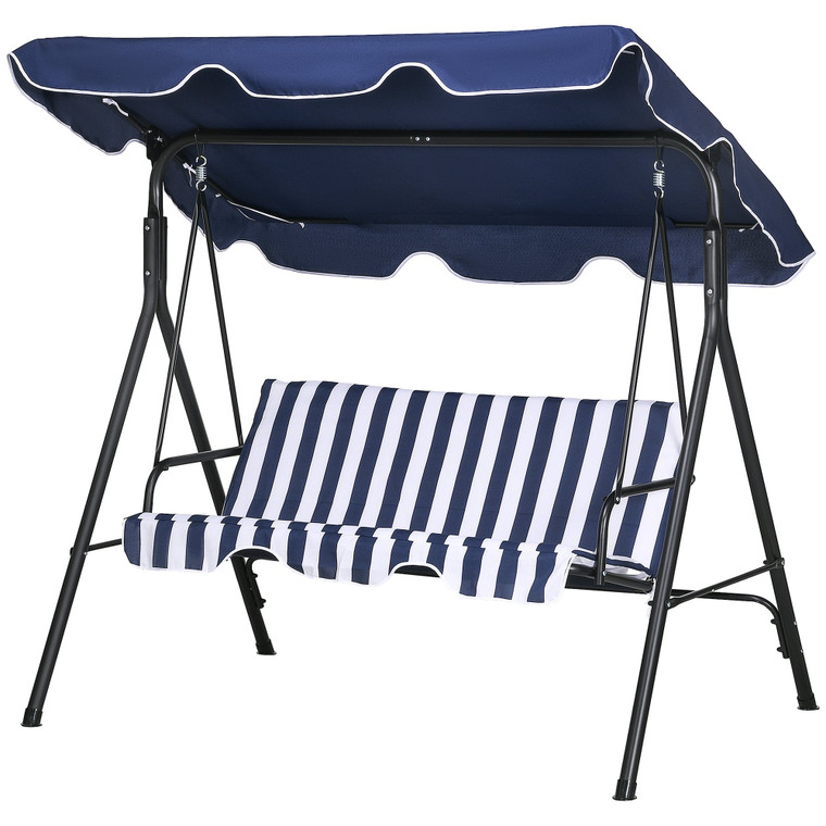 3-Seat Outdoor Patio Swing Chair with Cushion, Steel Frame Stand, Adjustable Tilt Canopy for Patio, P295-84A-054V04DB