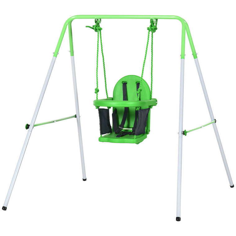 Toddler Swing Set with Metal Stand, Safety Seat Belt for Kids Aged 6-36 Months, Backyard Indoor & O P295-344-065V00GN