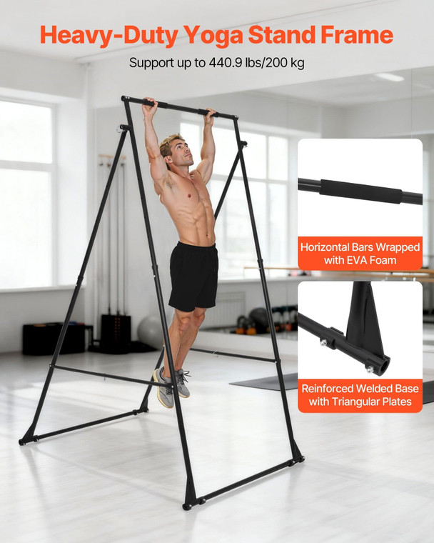 Yoga Stand Frame, Max 440.9 lbs Load Swing Stand, Triangular Structure Yoga Aerial Rig, Aerial Silk E415-KJW46INCH102JG8FP001V0