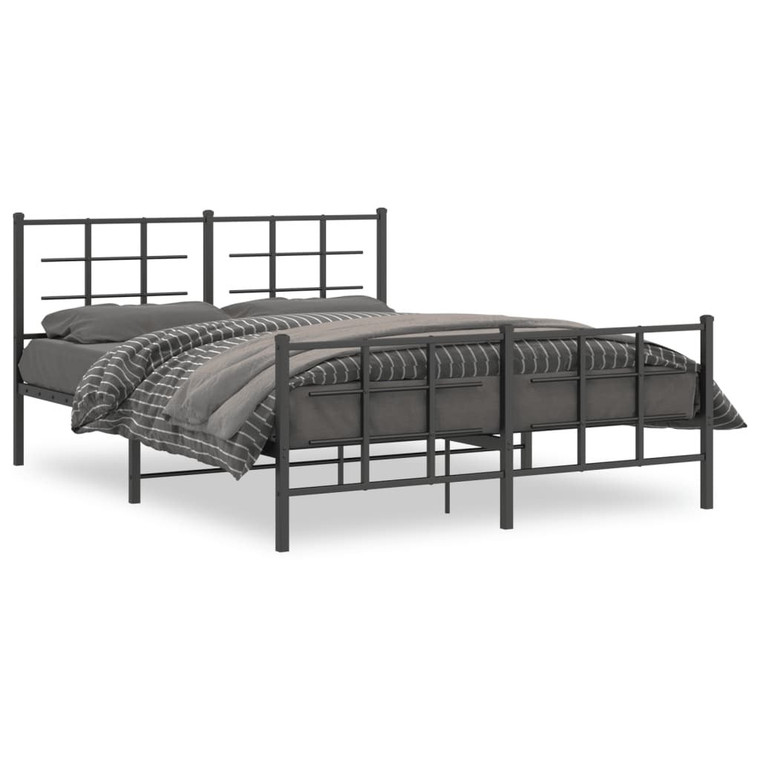  Metal Bed Frame without Mattress with Footboard Black 59.1"x78.7 A949-355581