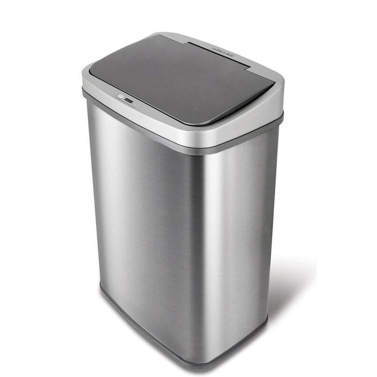 Grey 13-Gallon Stainless Steel Kitchen Trash Can with Motion Sensor Lid Q280-GRWQ7134