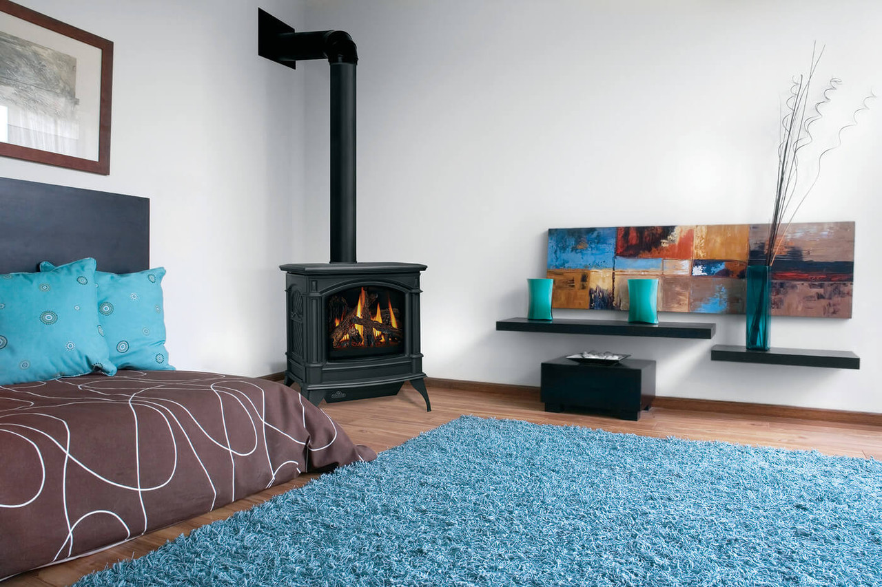 Napoleon Knightsbridge GDS60-1NSB Direct Vent Gas Stove - Natural Gas with Safety Barrier, Electronic Ignition Painted Metallic Black