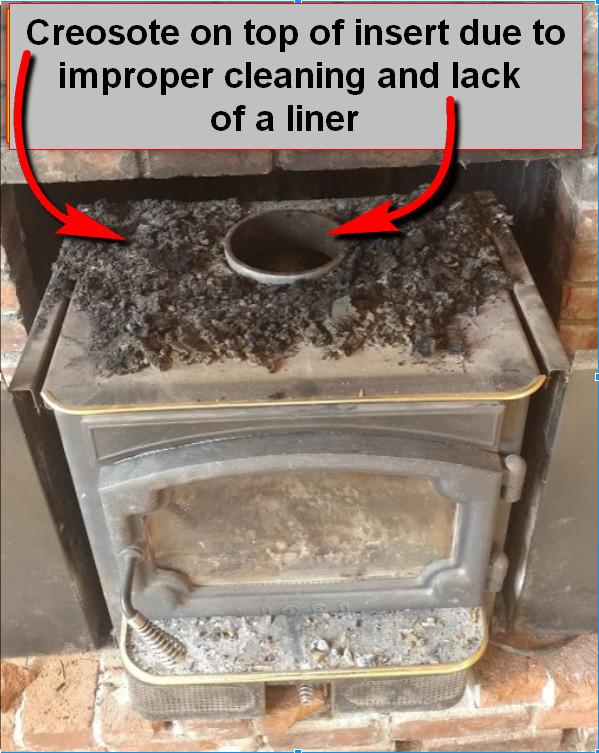 Creosote on an insert that has no liner