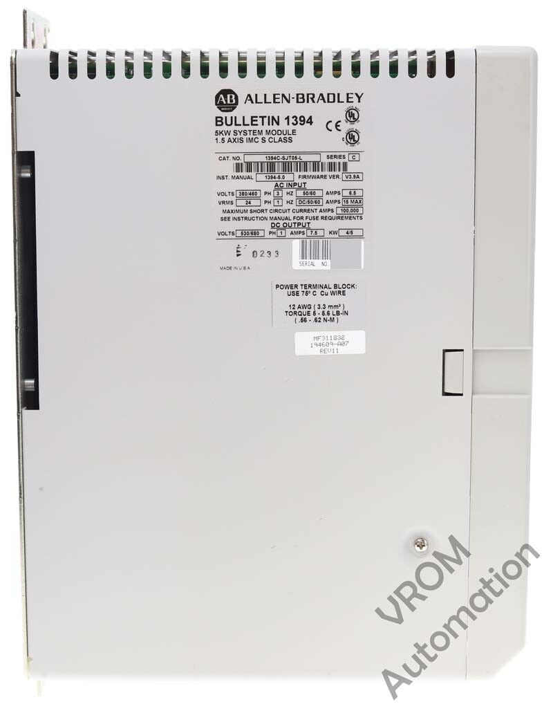 Imcs Module New Allen Bradley 1394C-SJT05-L /C 1394 C System Module 15A 5kW IMCS ...