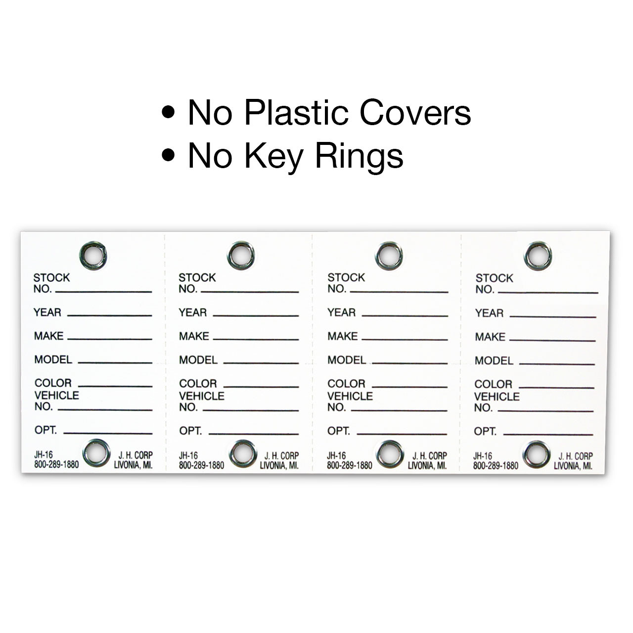 Heavy Duty Card Stock Key Tags-No Plastic Covers, No Key Rings
