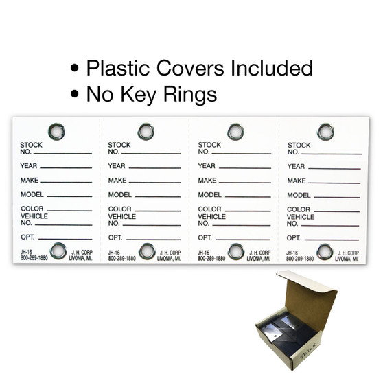 Heavy Duty Card Stock Key Tags-with Plastic Covers, NO Key Rings