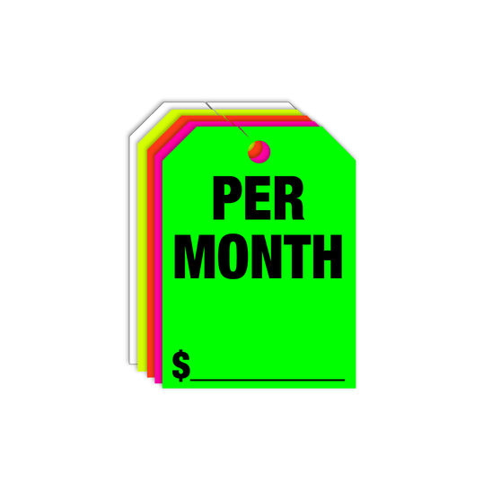 Per Month Price Rear View Mirror Hang Tags