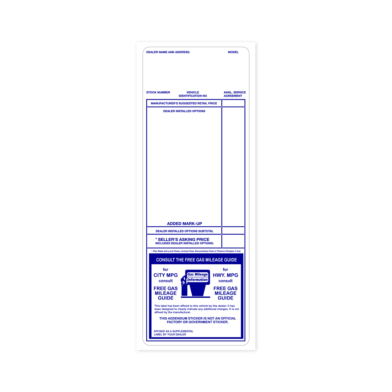 Addendum Stickers - Blue