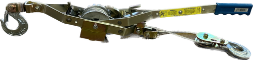 Maasdam 2 Ton Cable puller with 6 foot reach
Weight: 8.75 lbs
Cable Length: 12 ft. 
Cable Lift: 6 ft. 
Cable Diameter: 3/16 in.
Leverage: 30:1
Features: 
1 piece, aluminum alloy ratchet wheel
High strength, electro-plated steel parts
"Notch-at-a-time" letdown
Drop forged steel slip hooks
Non-slip plastic grips
OSHA recommended safety latches
Uses galvanized, aircraft quality cable Maasdam 2 Ton Cable puller with 6 foot reach
Weight: 8.75 lbs
Cable Length: 12 ft. 
Cable Lift: 6 ft. 
Cable Diameter: 3/16 in.
Leverage: 30:1
Features: 
1 piece, aluminum alloy ratchet wheel
High strength, electro-plated steel parts
"Notch-at-a-time" letdown
Drop forged steel slip hooks
Non-slip plastic grips
OSHA recommended safety latches
Uses galvanized, aircraft quality cable