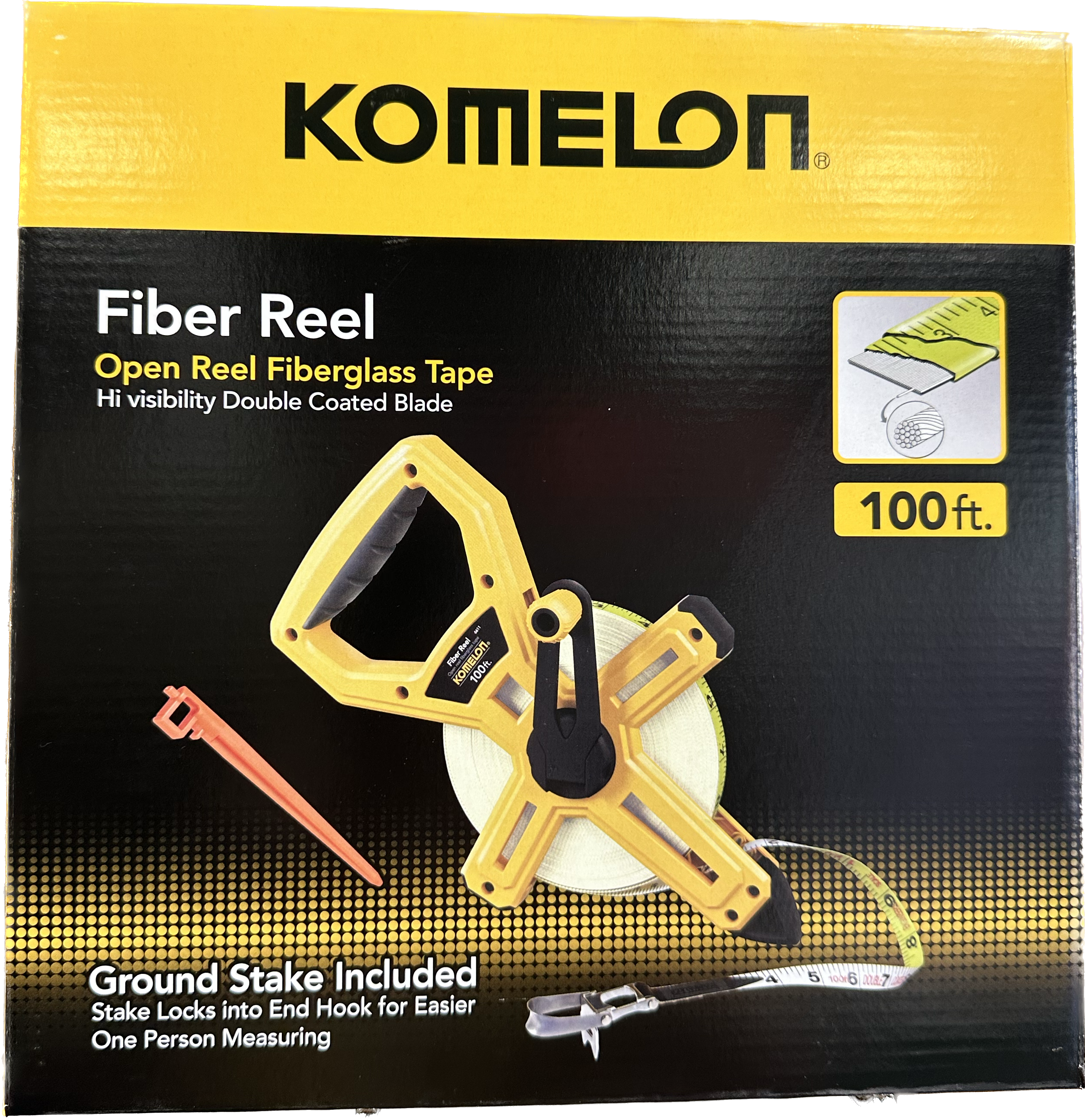 Komelon Open Reel Fiberglass Tape 100 ft