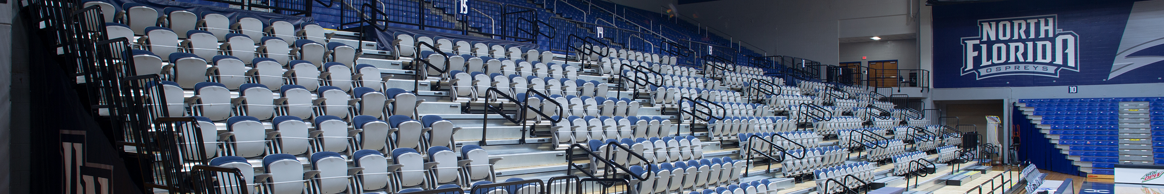 North Florida University telescopic gymnasium seating and ADA/media platform