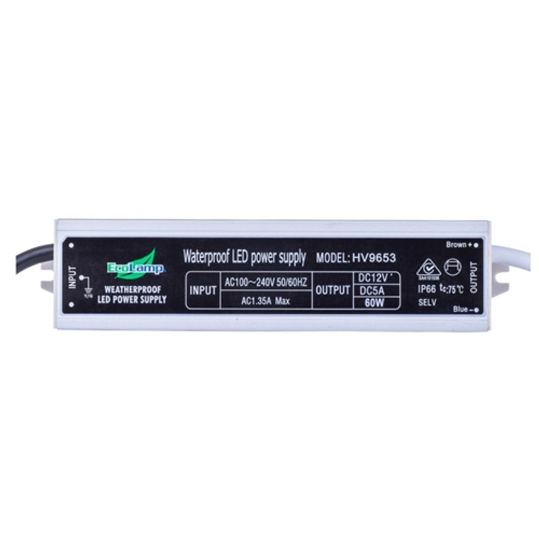 60W 12V DC LED Driver Non Dimm. Flex & Plug inc. IP66